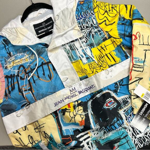 Members Only Jean-Michel Basquiat Light Weight Pullover Jacket Size Medium NWT - Picture 2 of 10